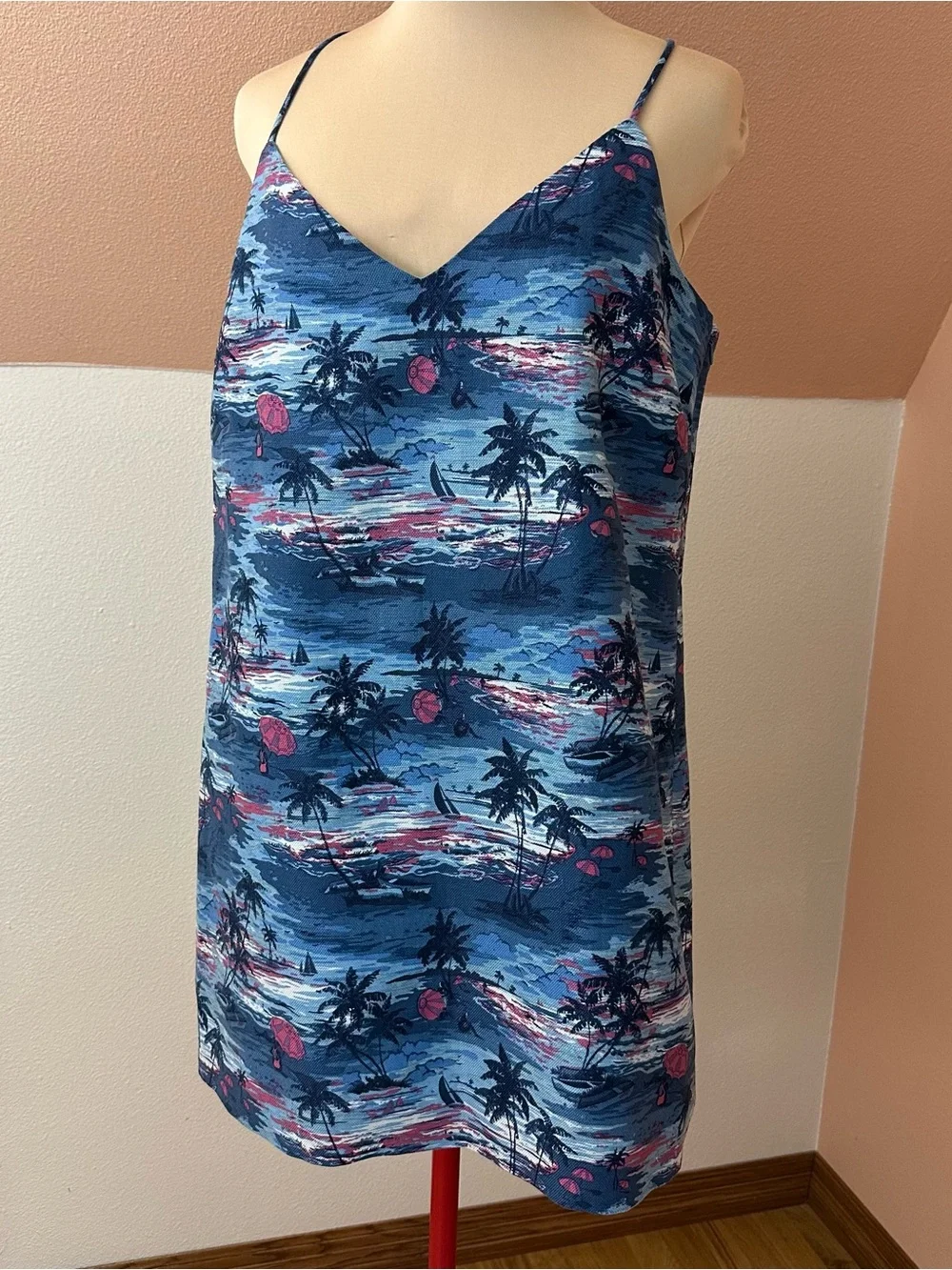 J.Crew Dress Womens 12 Linen Cotton Tropical Print Lined Sundress Resort Cruise
